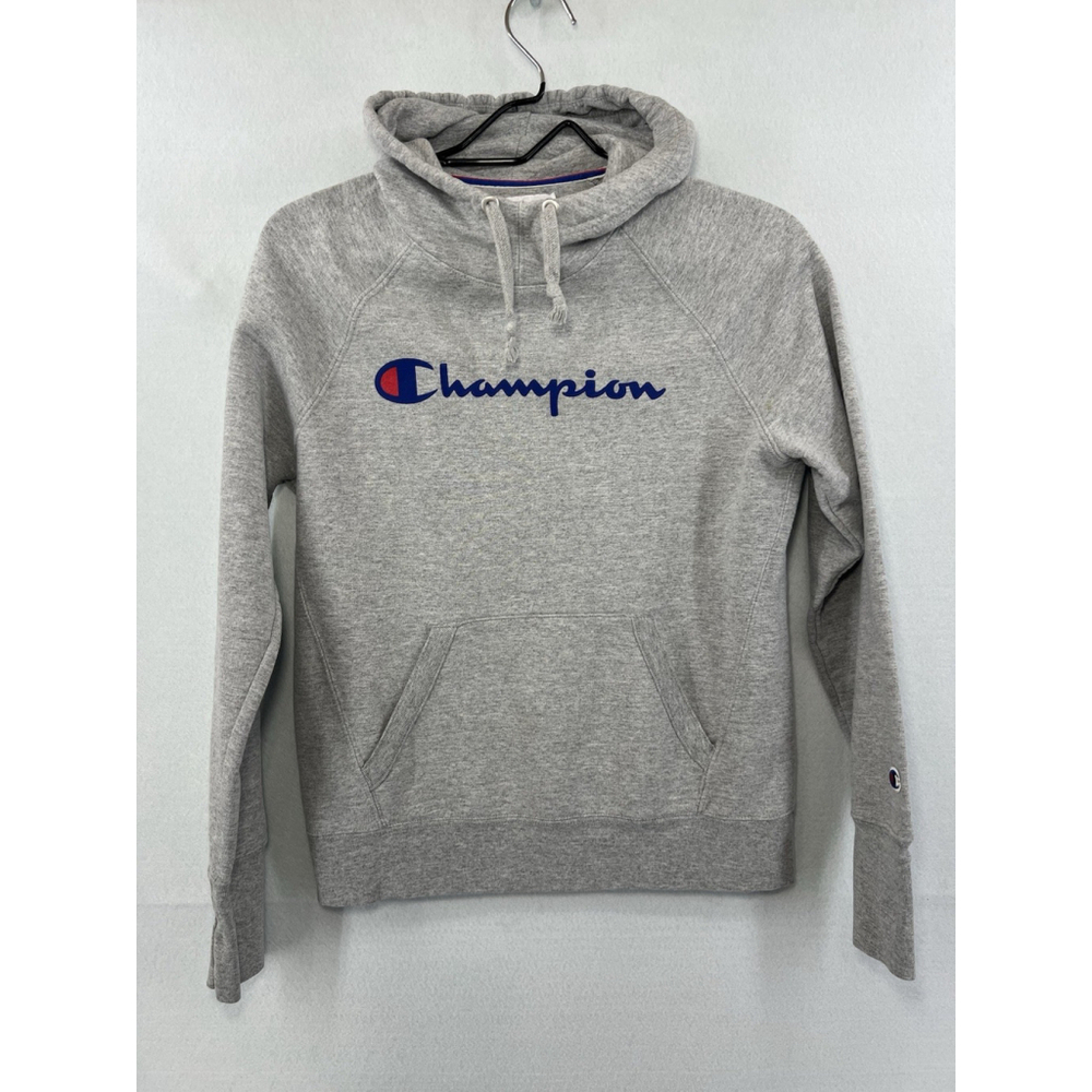 Champion Women's PowerBlend Grey Fleece Hoodie with Logo in Script Size XS - Picture 2 of 13
